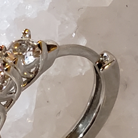 New Swarovski White Gold Huggies, on 925 Silver, Five Crystal, 18K Gold - Picture 7 of 10